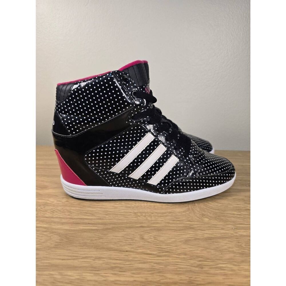 Adidas Neo Weneo 2013 Black White Polkadot Hidden Wedge Women's Size 9